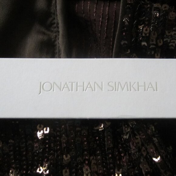 NWT JONATHAN SIMKHAI Size 2 Sable Sequined Square Neck Puff Sleeve Top - Picture 10 of 11